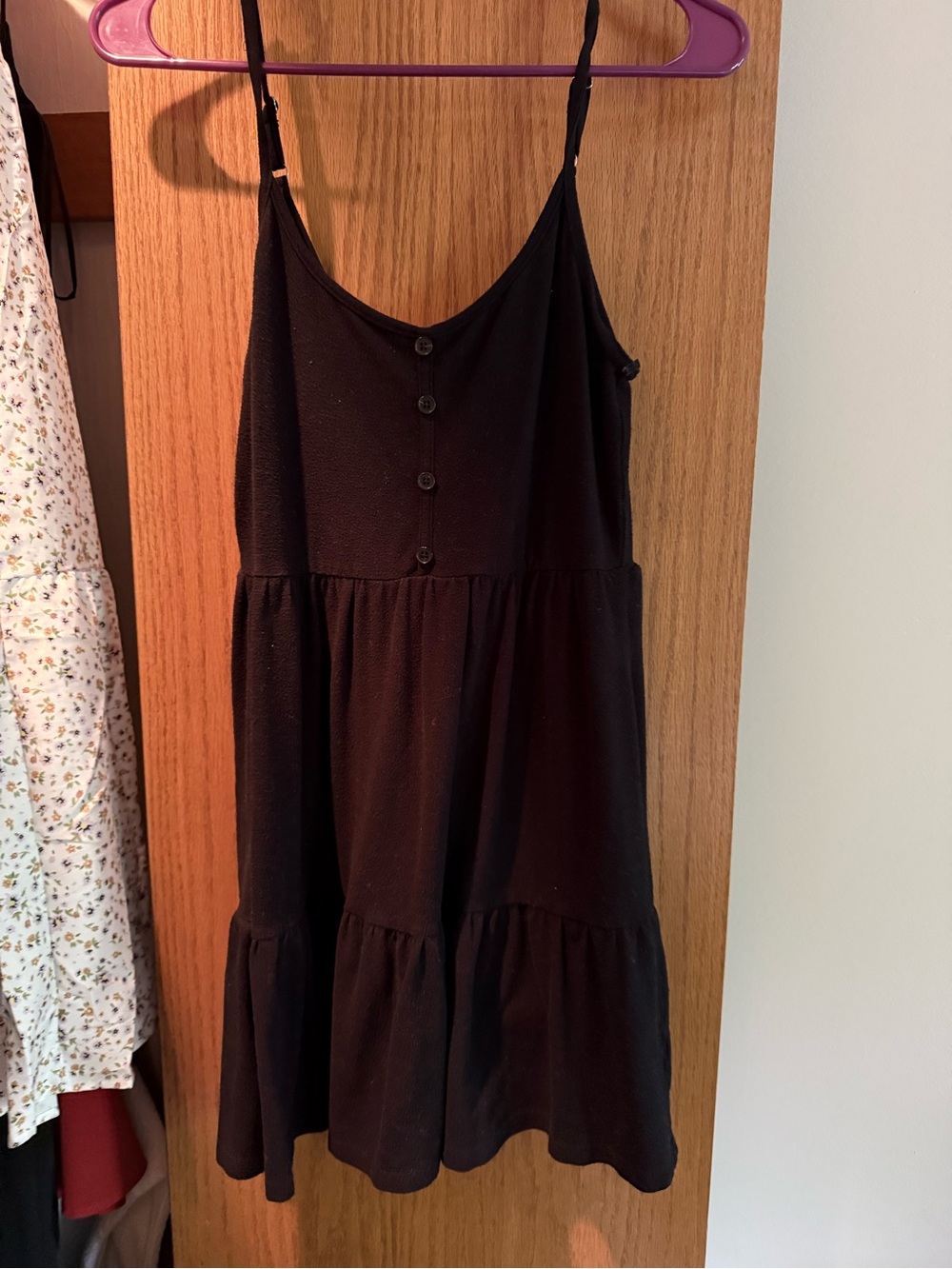 Universal Thread Black Tiered Button-Front Spaghetti Strap Dress